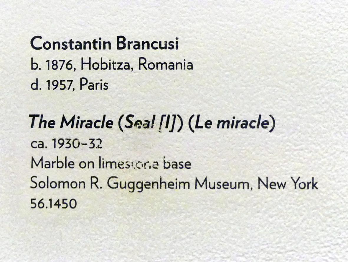 Constantin Brâncuși (1911–1942), Wunder (Siegel[I]) (Le miracle), New York, Solomon R. Guggenheim Museum, Brancusi, um 1930–1932, Bild 3/3