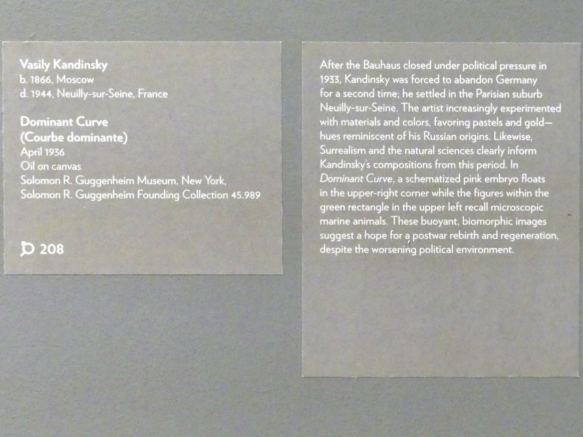 Wassily Kandinsky (1900–1943), Dominante Kurve, New York, Solomon R. Guggenheim Museum, Thannhauser Collection, 1936, Bild 2/2