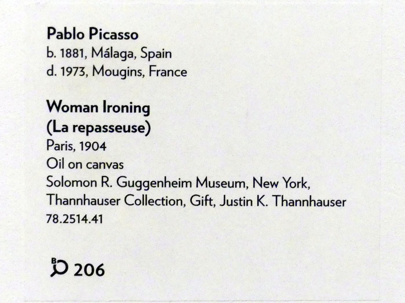 Pablo Picasso (1897–1972), Frau beim Bügeln, New York, Solomon R. Guggenheim Museum, Thannhauser Collection, 1904, Bild 2/2