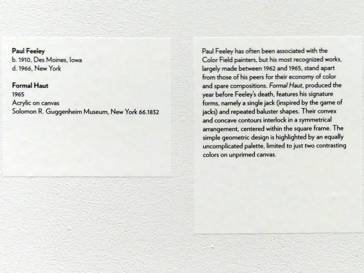 Paul Feeley (1964–1965), Formal Haut, New York, Solomon R. Guggenheim Museum, The Fullness of Color: 1960s Painting, 1965, Bild 2/2