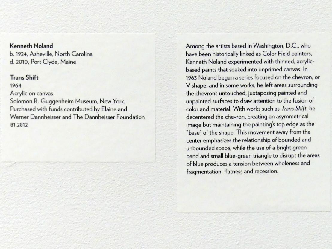 Kenneth Noland (1960–1967), Trans Shift, New York, Solomon R. Guggenheim Museum, The Fullness of Color: 1960s Painting, 1964, Bild 2/2