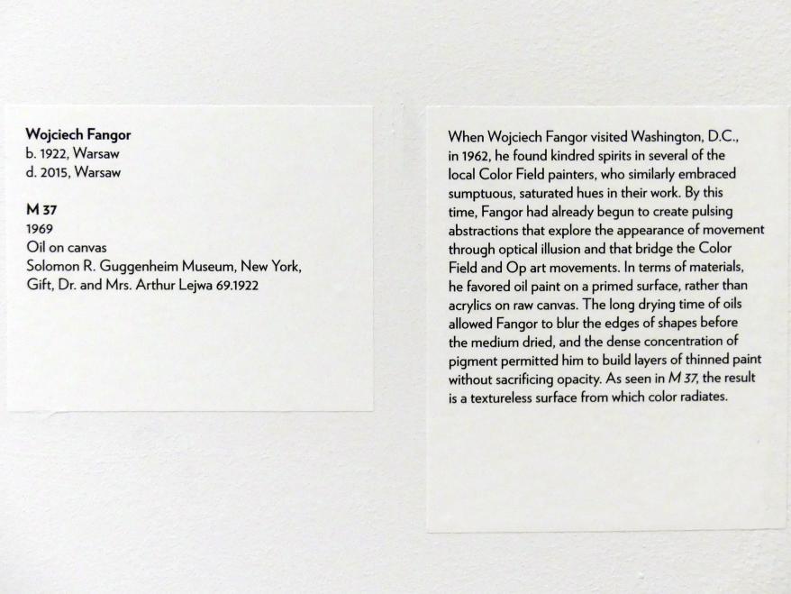 Wojciech Fangor (1969), M 37, New York, Solomon R. Guggenheim Museum, The Fullness of Color: 1960s Painting, 1969, Bild 2/2