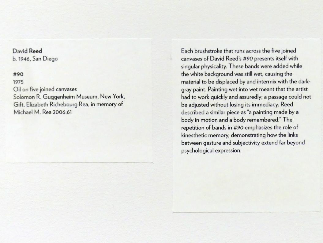 David Reed (1975), #90, New York, Solomon R. Guggenheim Museum, Marking Time: Process in Minimal Abstraction, 1975, Bild 2/2