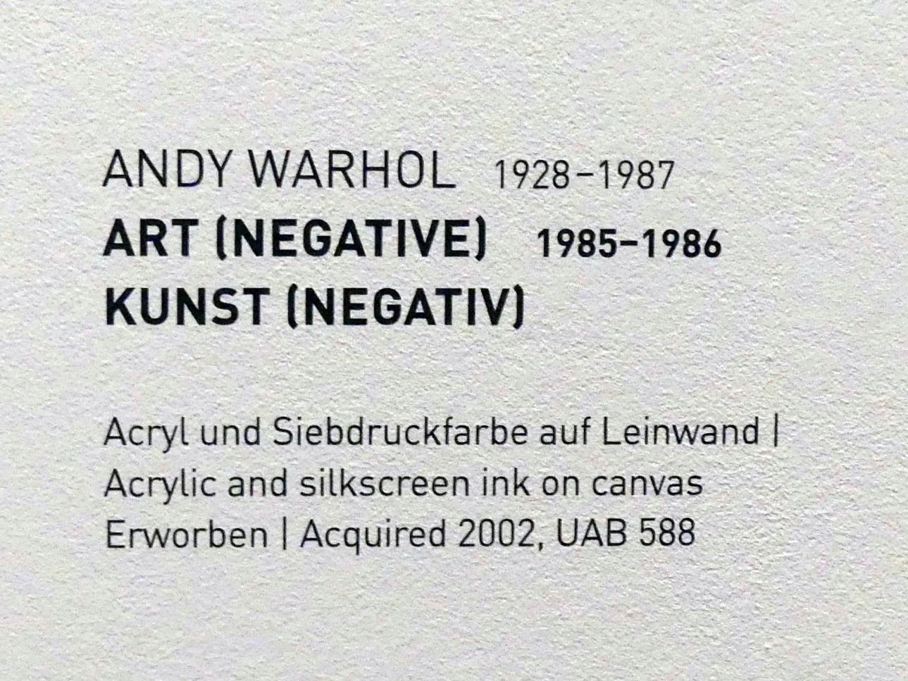 Andy Warhol (1956–1986), Kunst (Negativ), München, Museum Brandhorst, Saal 0.2, 1985–1986, Bild 2/2
