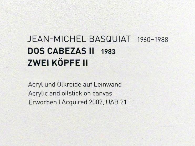 Jean-Michel Basquiat (1983–1987), Zwei Köpfe II, München, Museum Brandhorst, Saal 0.4, 1983, Bild 2/2