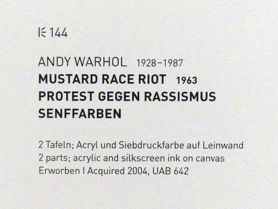 Andy Warhol (1956–1986), Protest gegen Rassismus Senffarben, München, Museum Brandhorst, Saal 0.4, 1963, Bild 2/4