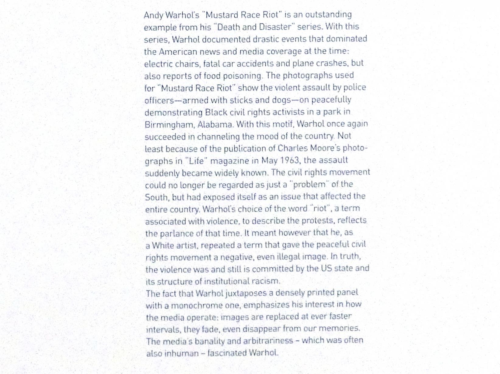 Andy Warhol (1956–1986), Protest gegen Rassismus Senffarben, München, Museum Brandhorst, Saal 0.4, 1963, Bild 4/4