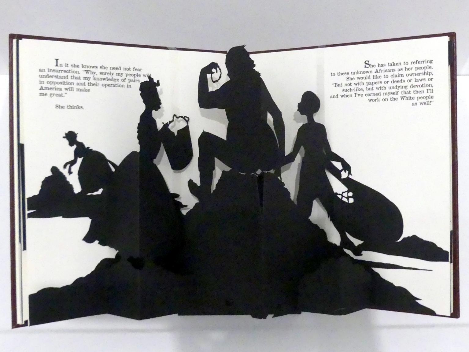 Kara Walker (1997), Freiheit, ein Märchen. Eine eigentümliche Deutung des Scharfsinns einer Negerin in beunruhigenden Zeiten, München, Museum Brandhorst, Saal 0.8, 1997, Bild 2/4