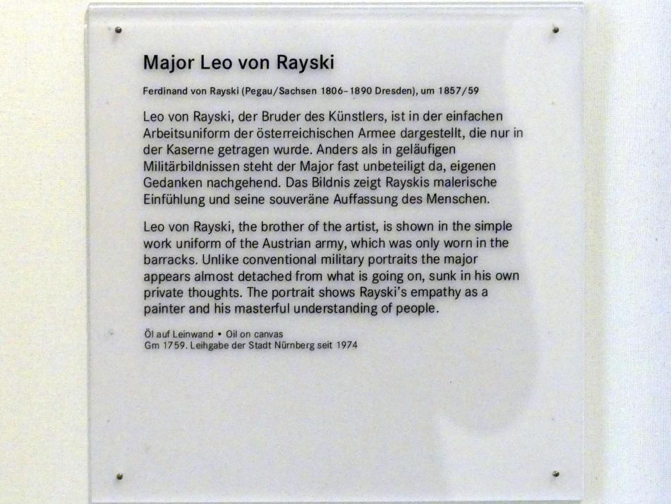 Ferdinand von Rayski (1837–1875), Major Leo von Rayski, Nürnberg, Germanisches Nationalmuseum, 19. Jahrhundert - 1, um 1857–1859, Bild 2/2