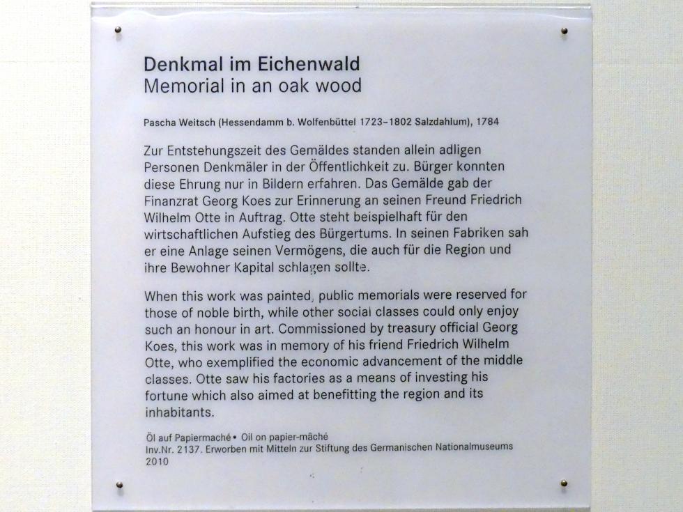 Pascha Johann Friedrich Weitsch (1784–1810), Denkmal im Eichenwald, Nürnberg, Germanisches Nationalmuseum, 19. Jahrhundert - 2, 1784, Bild 2/2