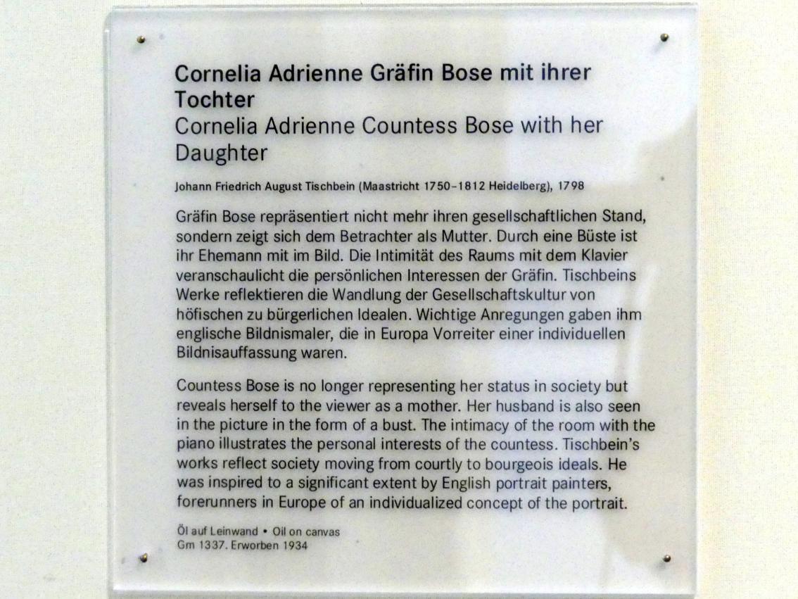 Johann Friedrich August Tischbein (1787–1810), Cornelia Adrienne Gräfin Bose mit ihrer Tochter, Nürnberg, Germanisches Nationalmuseum, 19. Jahrhundert - 2, 1798, Bild 2/2