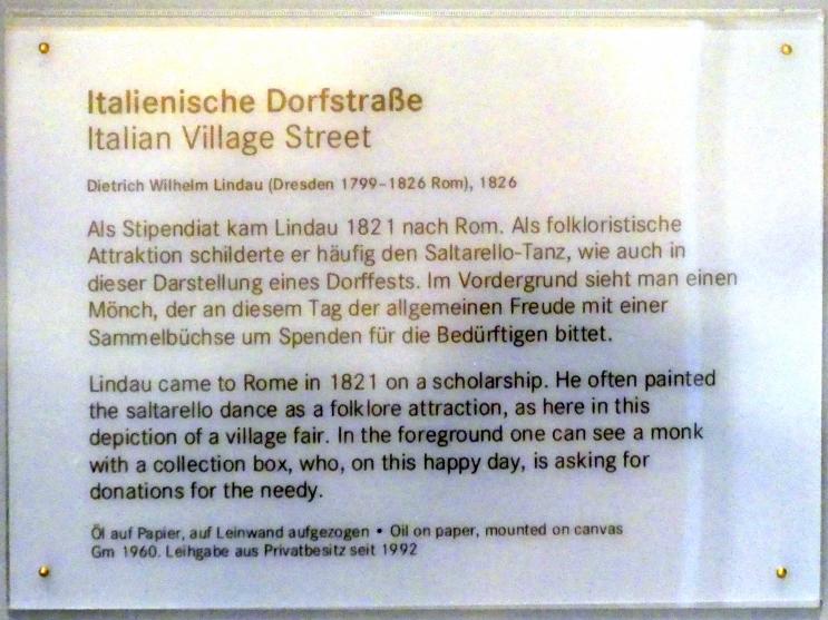 Dietrich Wilhelm Lindau (1826), Italienische Dorfstraße, Nürnberg, Germanisches Nationalmuseum, 19. Jahrhundert - 5, 1826, Bild 2/2
