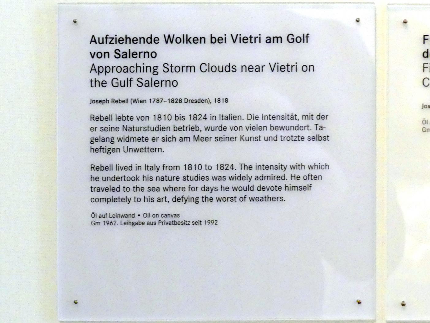 Josef Rebell (1813–1828), Aufziehende Wolken bei Vietri am Golf von Salerno, Nürnberg, Germanisches Nationalmuseum, 19. Jahrhundert - 5, 1818, Bild 2/2