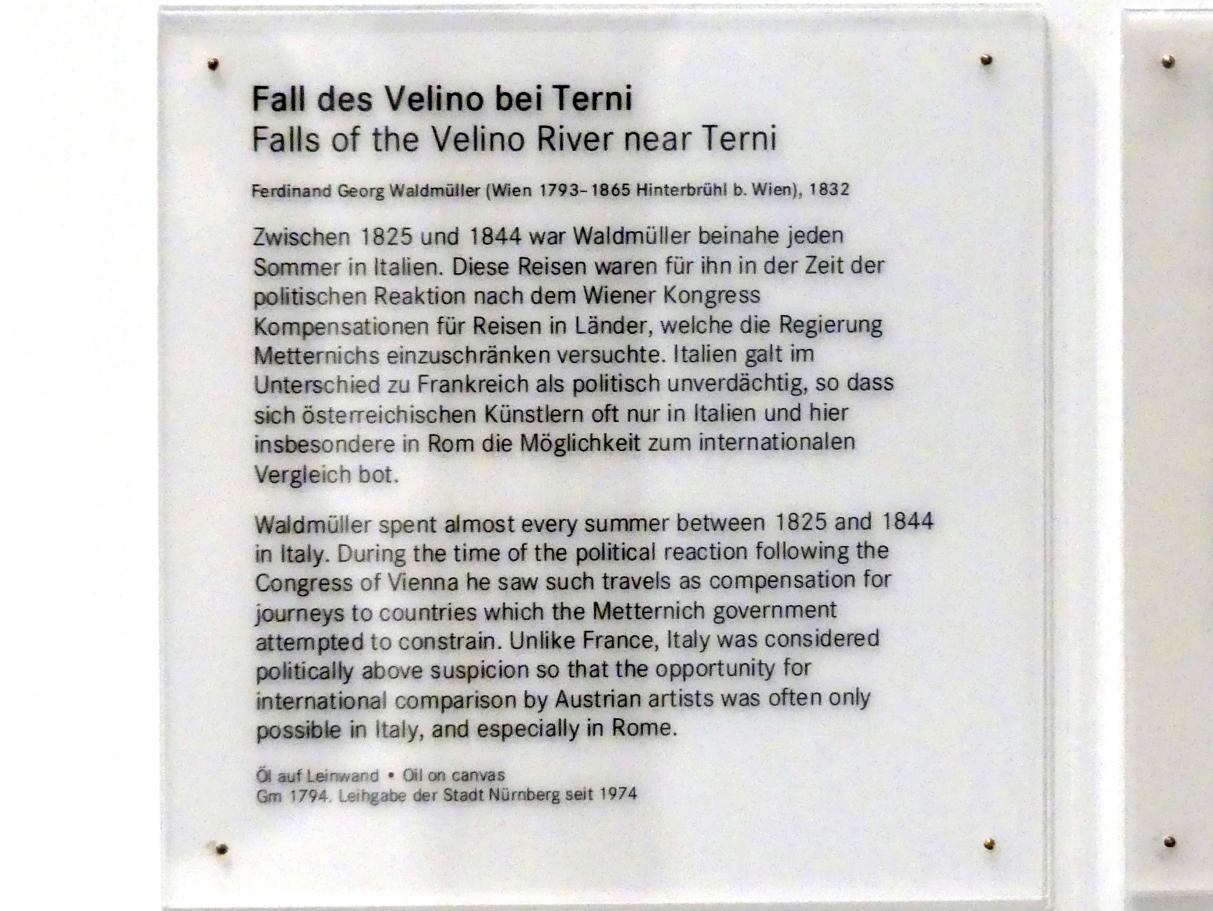 Ferdinand Georg Waldmüller (1819–1864), Fall des Velino bei Terni, Nürnberg, Germanisches Nationalmuseum, 19. Jahrhundert - 6, 1832, Bild 2/2