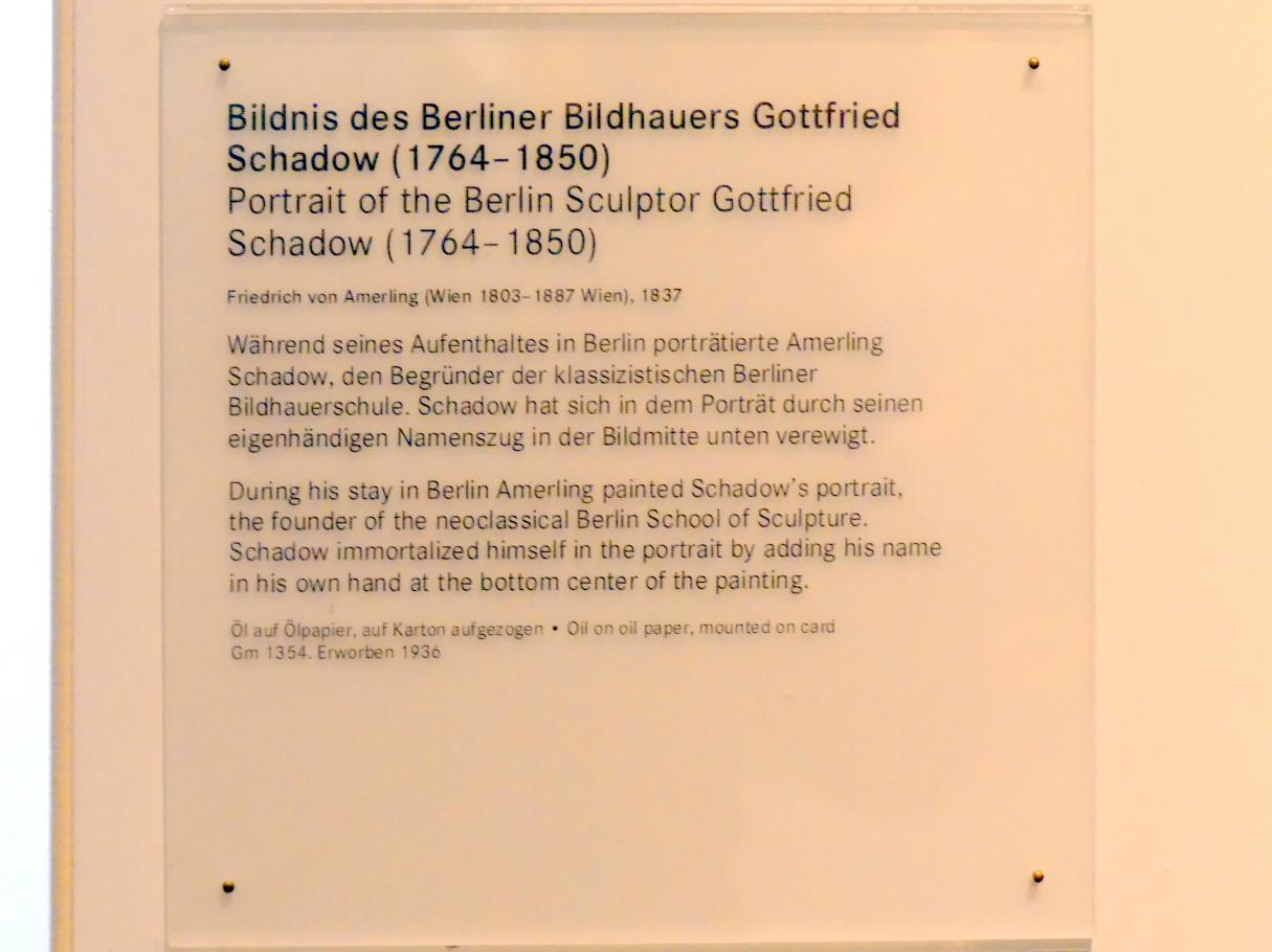 Friedrich von Amerling (1832–1843), Bildnis des Berliner Bildhauers Gottfried Schadow (1764-1850), Nürnberg, Germanisches Nationalmuseum, 19. Jahrhundert - 6, 1837, Bild 2/2