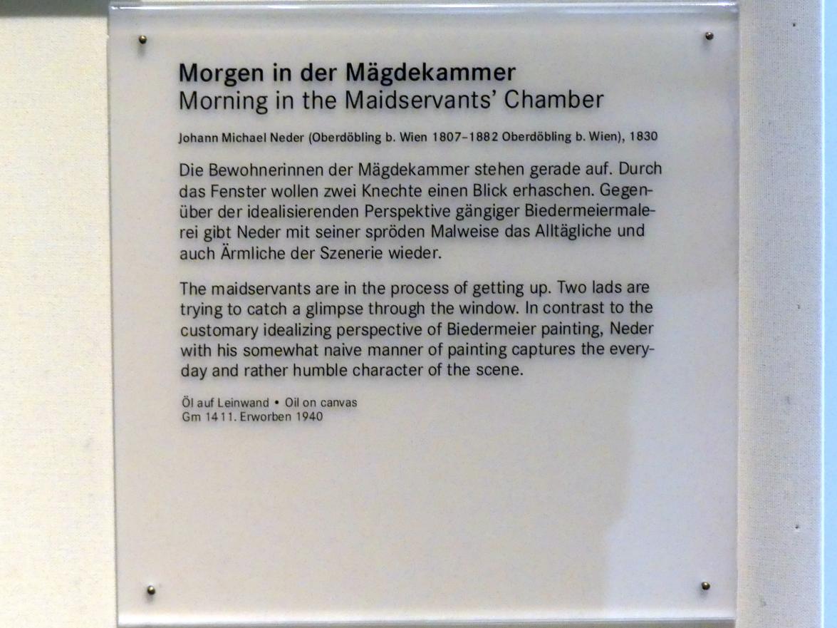 Johann Michael Neder (1830–1833), Morgen in der Mägdekammer, Nürnberg, Germanisches Nationalmuseum, 19. Jahrhundert - 6, 1830, Bild 2/2