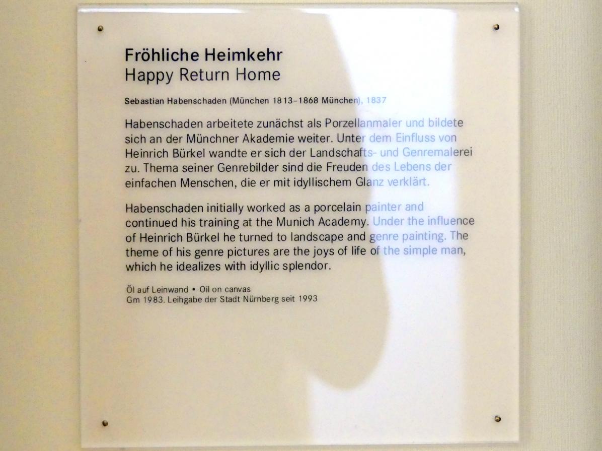 Sebastian Habenschaden (1837), Fröhliche Heimkehr, Nürnberg, Germanisches Nationalmuseum, 19. Jahrhundert - 7, 1837, Bild 2/2