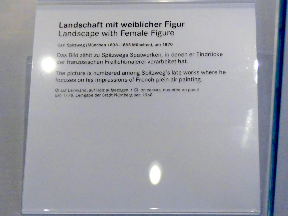 Carl Spitzweg (1835–1880), Landschaft mit weiblicher Figur, Nürnberg, Germanisches Nationalmuseum, 19. Jahrhundert - 7, um 1870, Bild 2/2
