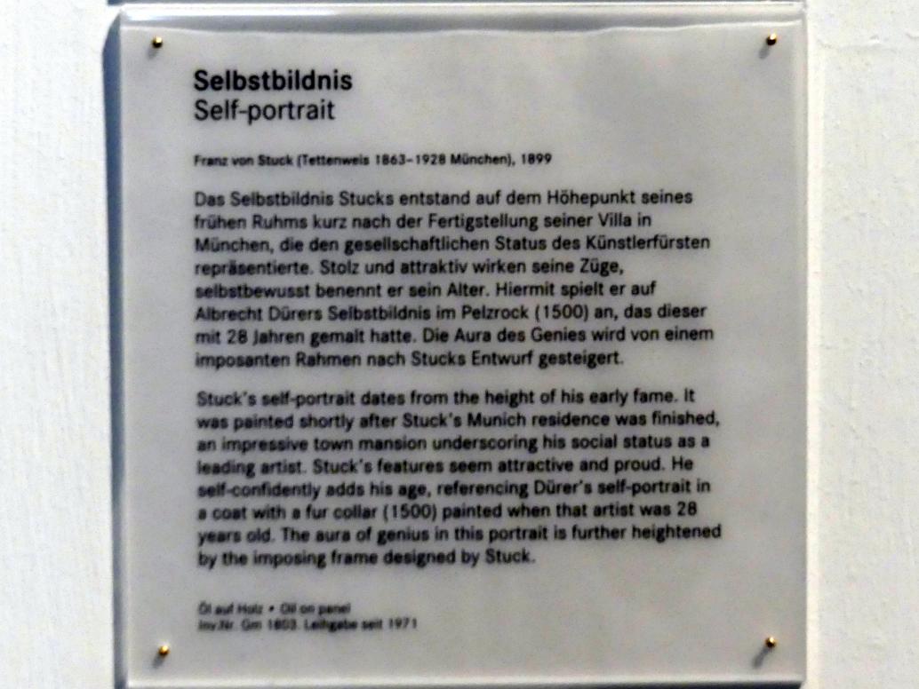 Franz von Stuck (1890–1923), Selbstbildnis, Nürnberg, Germanisches Nationalmuseum, 19. Jahrhundert - 10, 1899, Bild 2/2