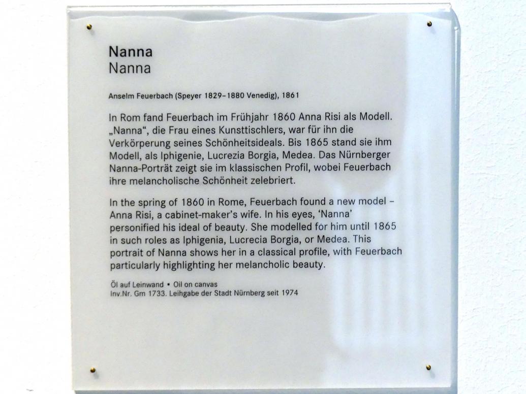 Anselm Feuerbach (1846–1878), Nanna, Nürnberg, Germanisches Nationalmuseum, 19. Jahrhundert - 11, 1861, Bild 2/2