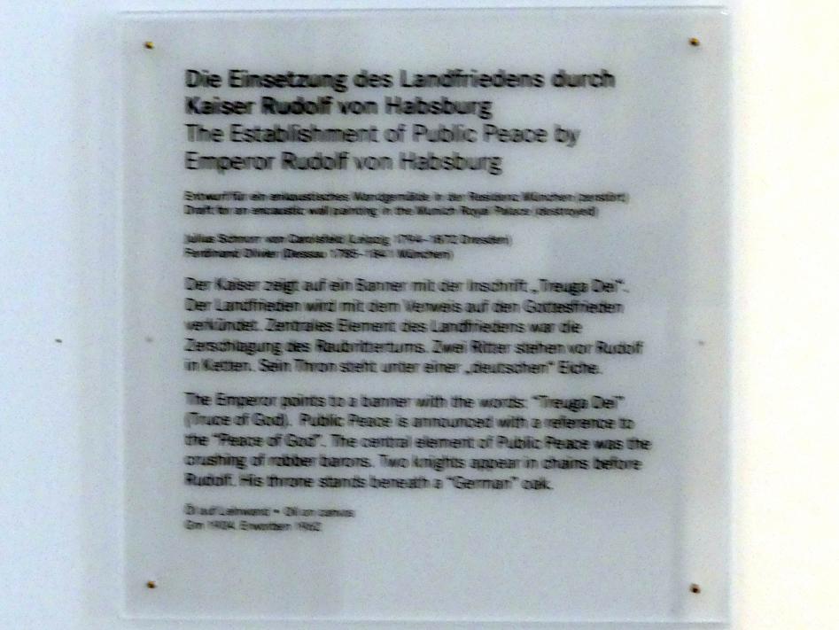 Julius Schnorr von Carolsfeld (1817–1845), Die Einsetzung des Landfriedens durch Kaiser Rudolf von Habsburg, Nürnberg, Germanisches Nationalmuseum, 19. Jahrhundert - 12, Undatiert, Bild 2/2