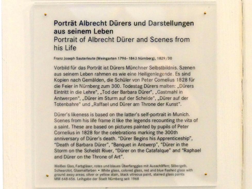 Joseph Sauterleute (1829), Porträt Albrecht Dürers und Darstellungen aus seinem Leben, Nürnberg, Germanisches Nationalmuseum, 19. Jahrhundert - 12, 1829–1830, Bild 2/3