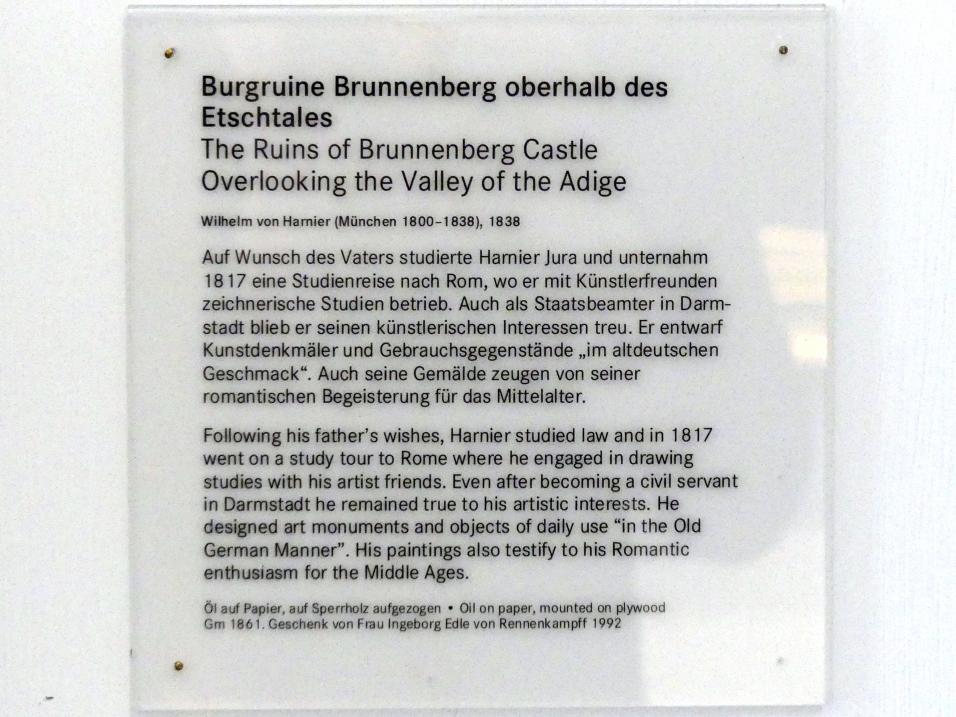 Wilhelm von Harnier (1837–1838), Burgruine Brunnenberg oberhalb des Etschtales, Nürnberg, Germanisches Nationalmuseum, 19. Jahrhundert - 12, 1838, Bild 2/2
