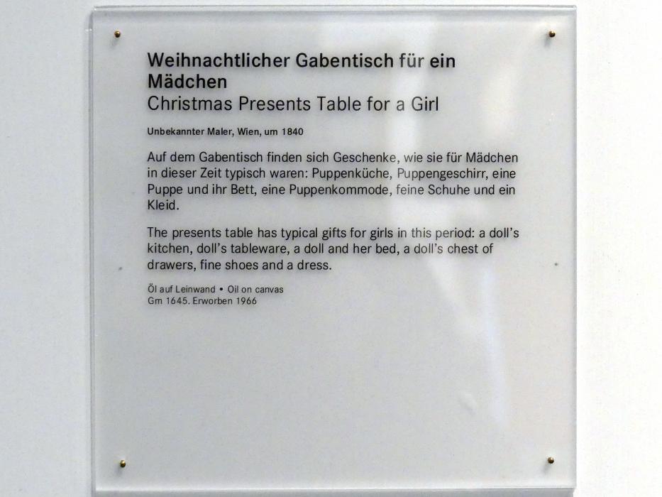 Weihnachtlicher Gabentisch für ein Mädchen, Nürnberg, Germanisches Nationalmuseum, 19. Jahrhundert - 13, um 1840, Bild 2/2