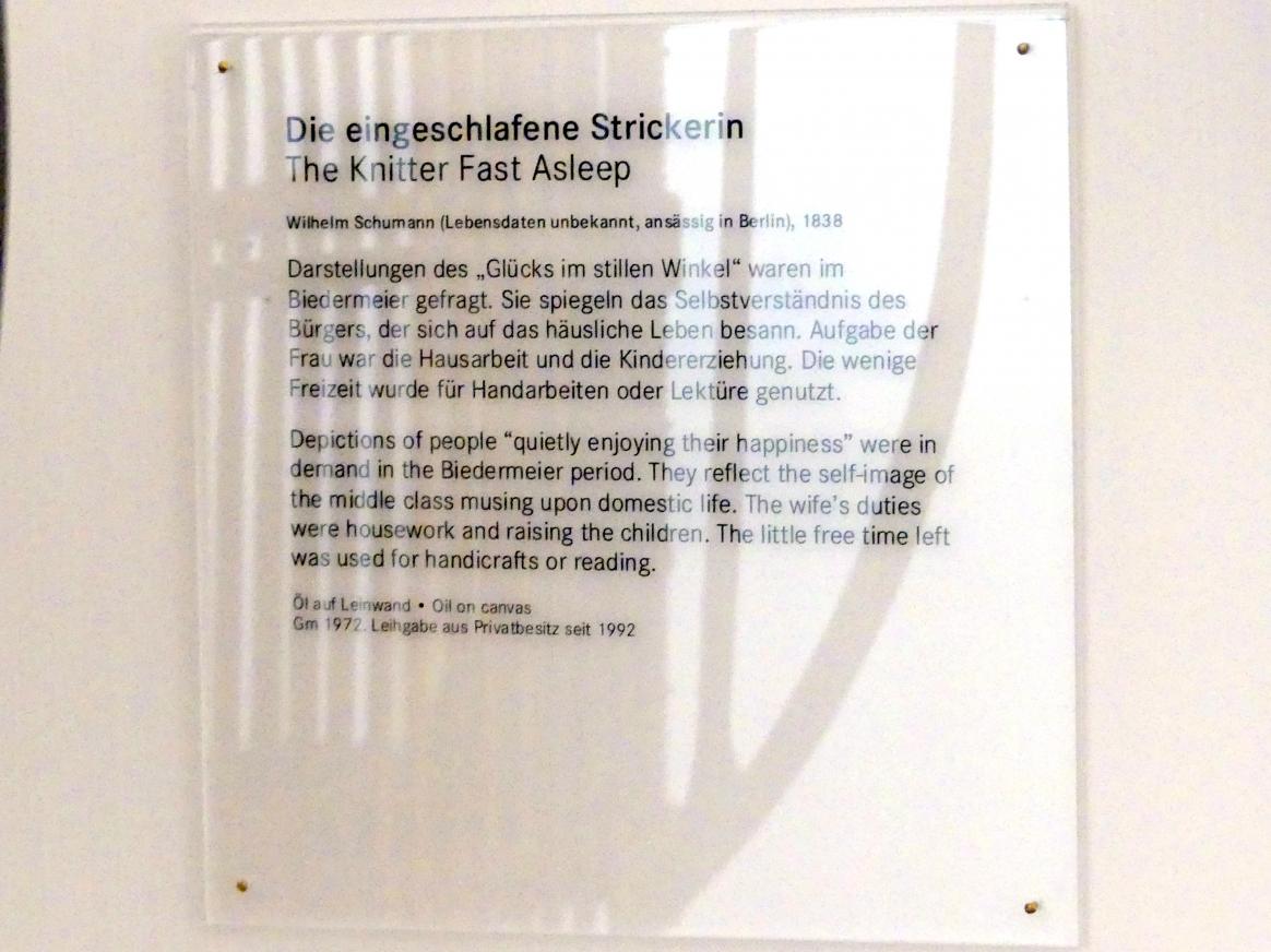 Wilhelm Schumann (1838), Die eingeschlafene Strickerin, Nürnberg, Germanisches Nationalmuseum, 19. Jahrhundert - 13, 1838, Bild 2/2