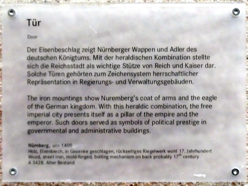 Tür, Nürnberg, Germanisches Nationalmuseum, Saal 32, um 1400, Bild 3/3