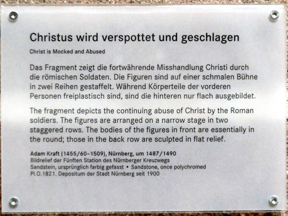 Adam Kraft (1488–1507), Christus wird verspottet und geschlagen, Nürnberg, Germanisches Nationalmuseum, Saal 32, um 1487–1490, Bild 2/2