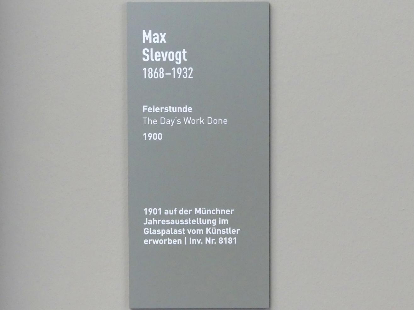 Max Slevogt (1886–1931), Feierstunde, München, Neue Pinakothek in der Alten Pinakothek, Saal I, 1900, Bild 2/2