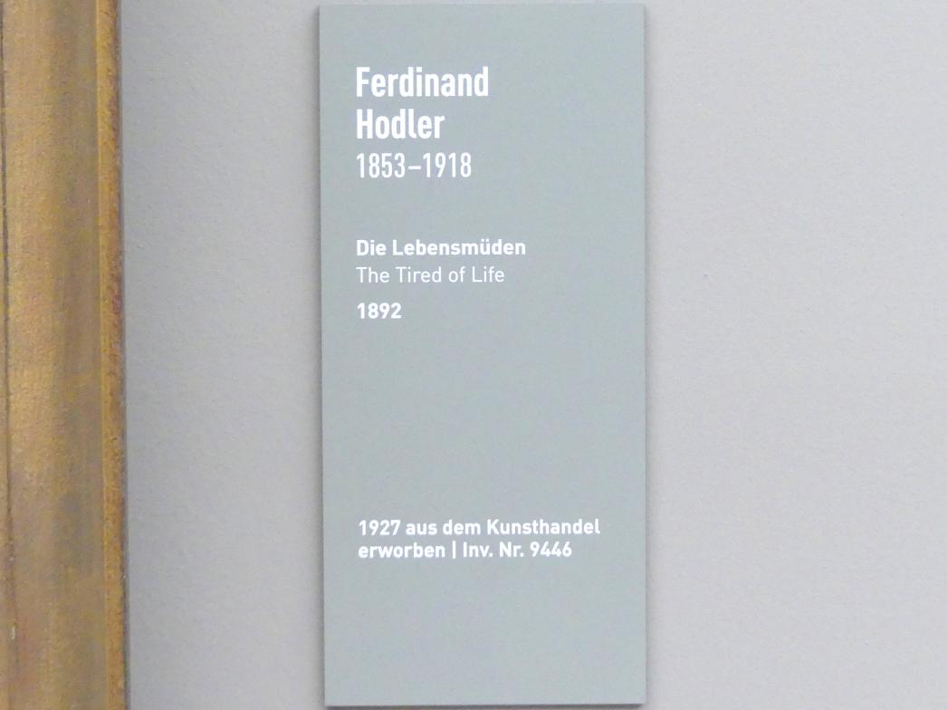 Ferdinand Hodler (1882–1915), Die Lebensmüden, München, Neue Pinakothek in der Alten Pinakothek, Saal III, 1892, Bild 2/2