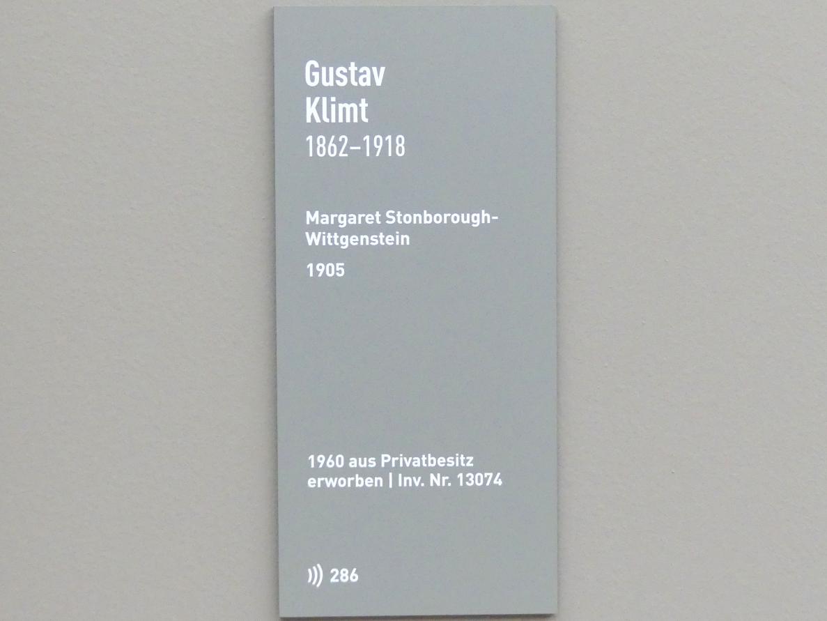 Gustav Klimt (1891–1917), Margaret Stonborough-Wittgenstein, München, Neue Pinakothek in der Alten Pinakothek, Saal III, 1905, Bild 2/2
