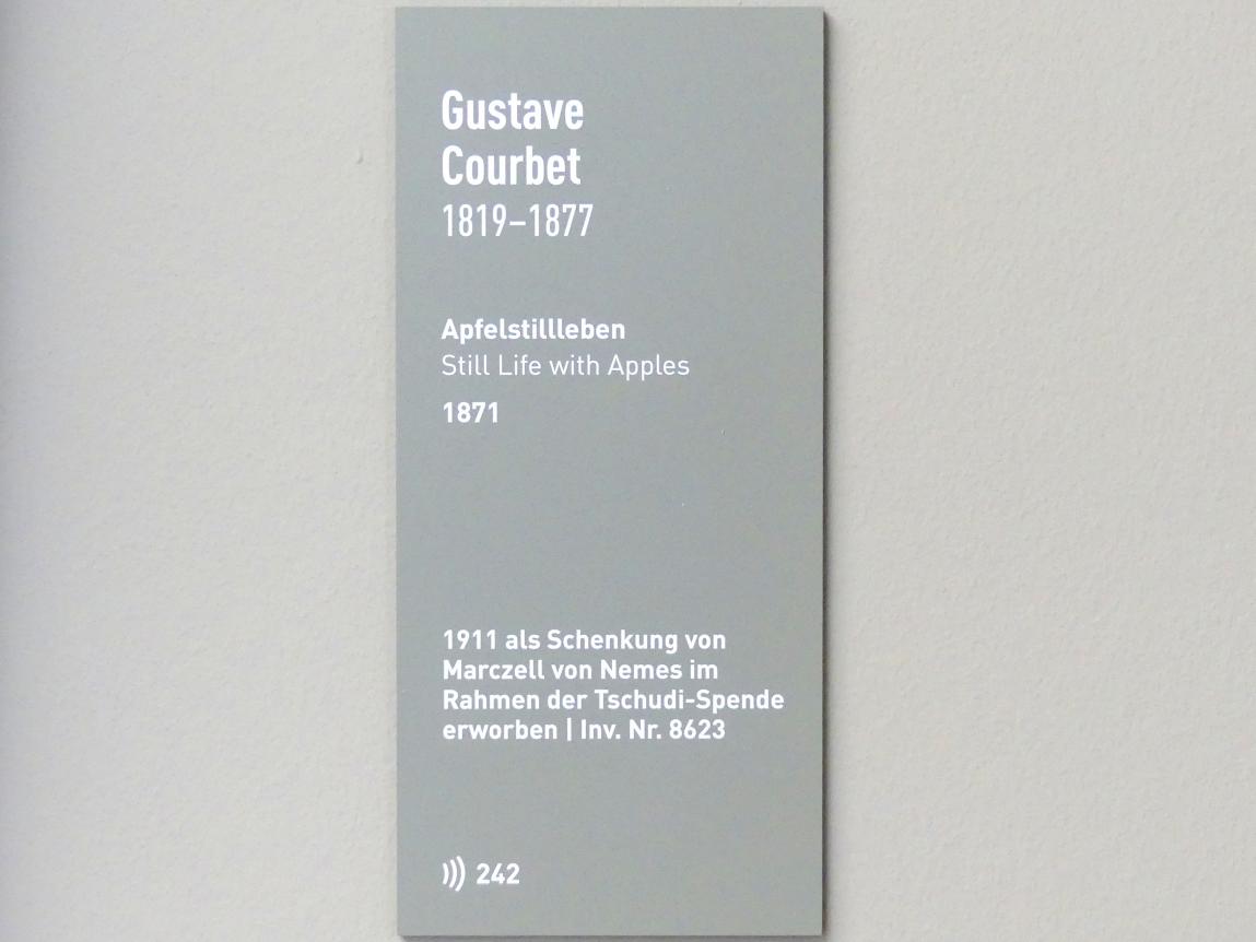 Gustave Courbet (1849–1874), Apfelstillleben, München, Neue Pinakothek in der Alten Pinakothek, Kabinett 2, 1871, Bild 2/2
