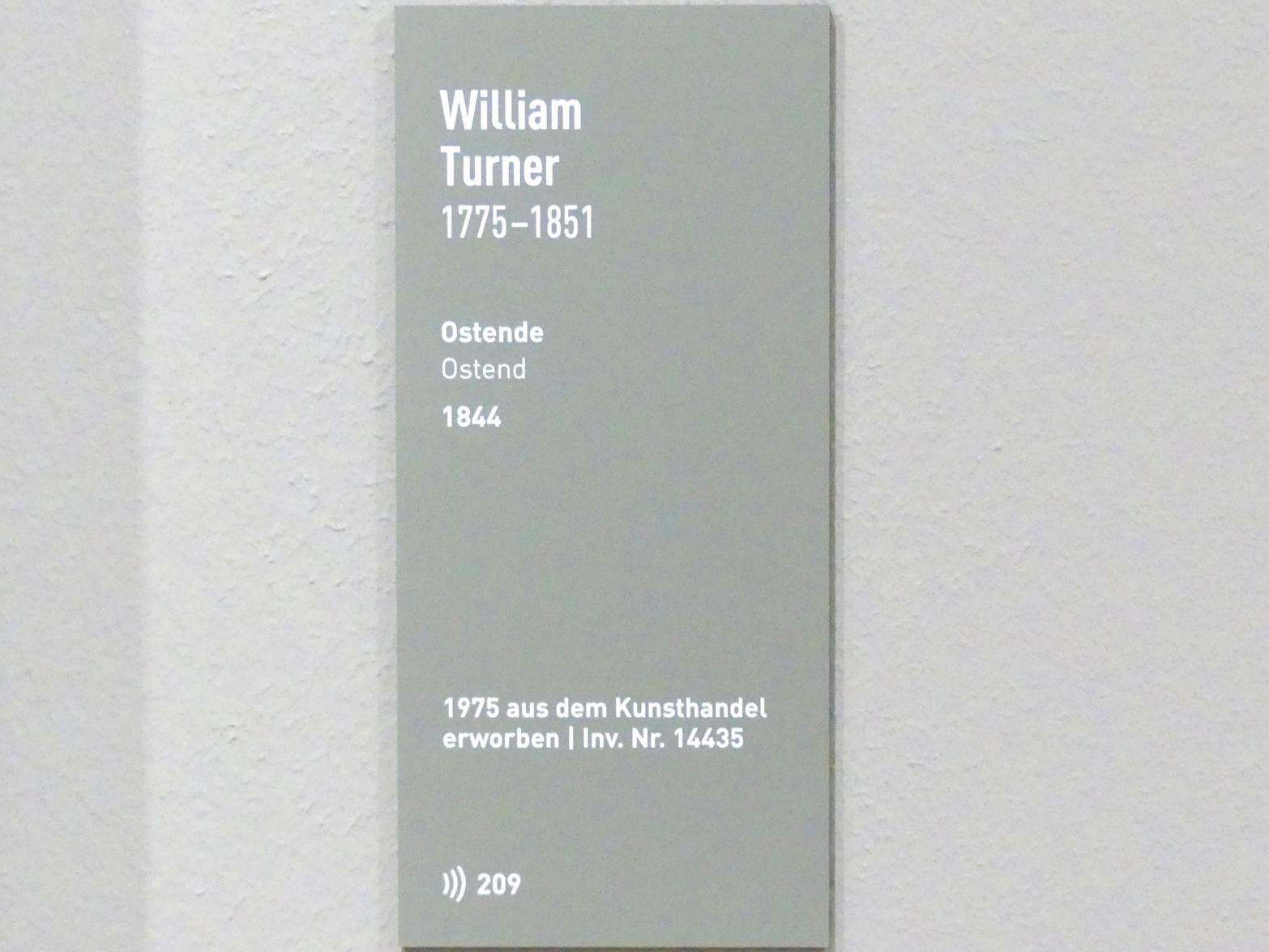 William Turner (Joseph Mallord William Turner) (1801–1845), Ostende, München, Neue Pinakothek in der Alten Pinakothek, Saal IIc, 1844, Bild 2/2