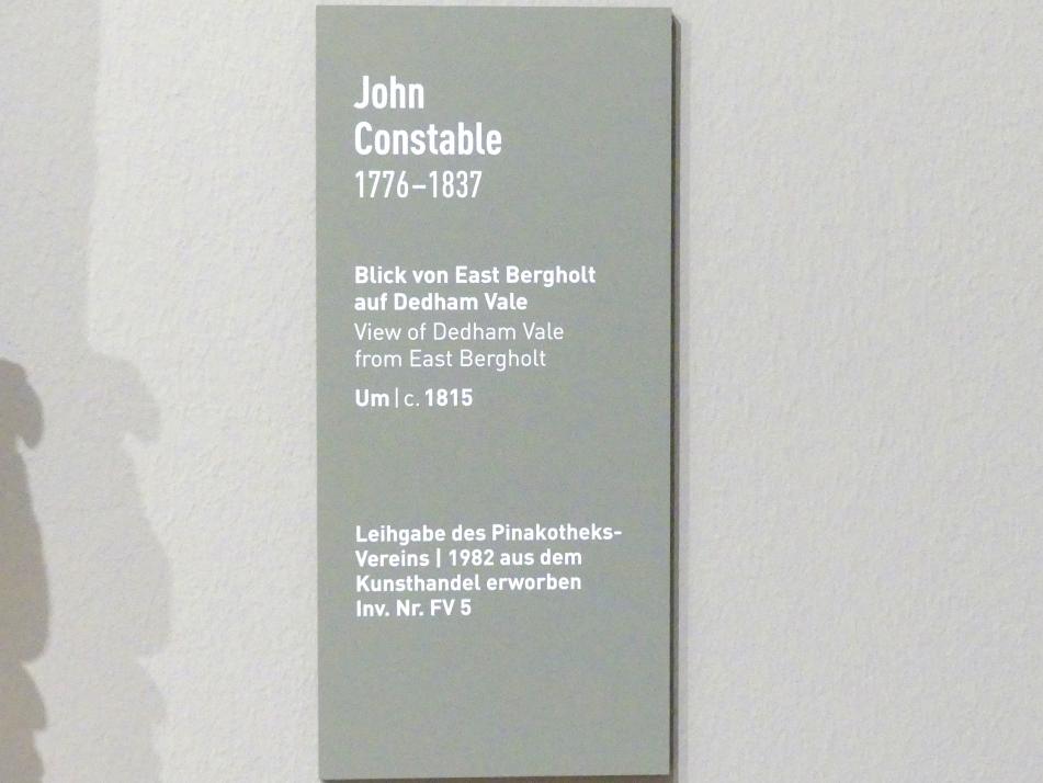 John Constable (1804–1850), Blick von East Bergholt auf Dedham Vale, München, Neue Pinakothek in der Alten Pinakothek, Saal IIc, um 1815, Bild 2/2