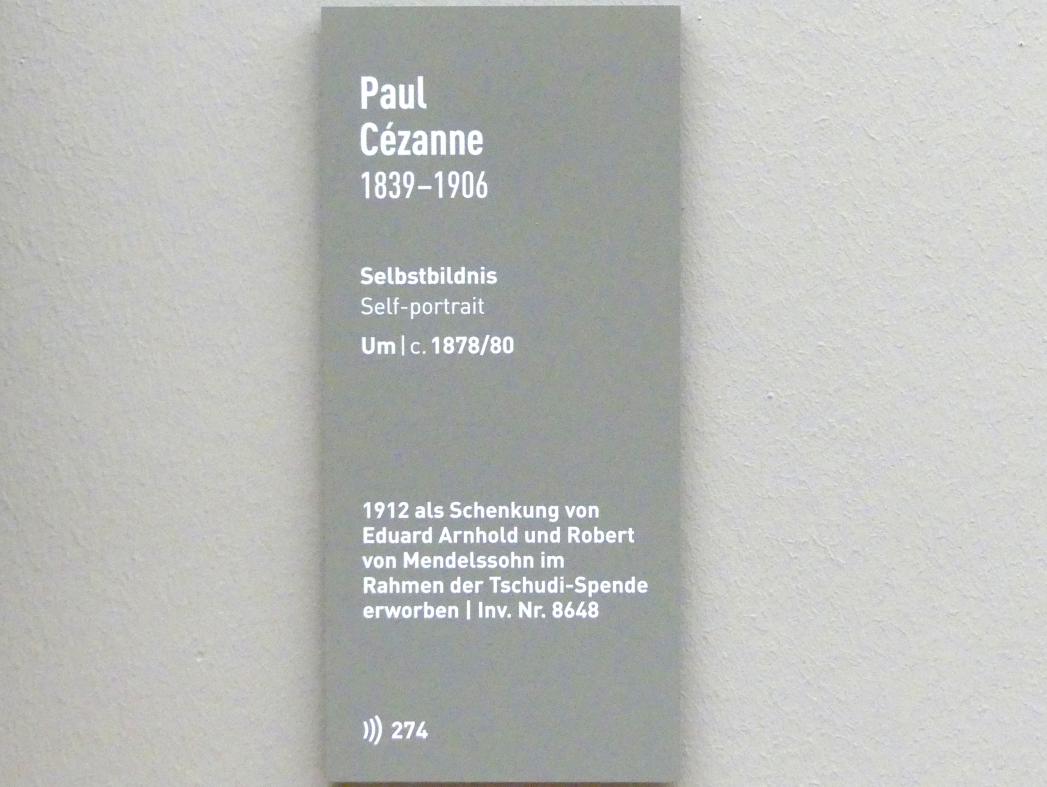 Paul Cézanne (1866–1906), Selbstbildnis, München, Neue Pinakothek in der Alten Pinakothek, Saal II, um 1878–1880, Bild 2/2
