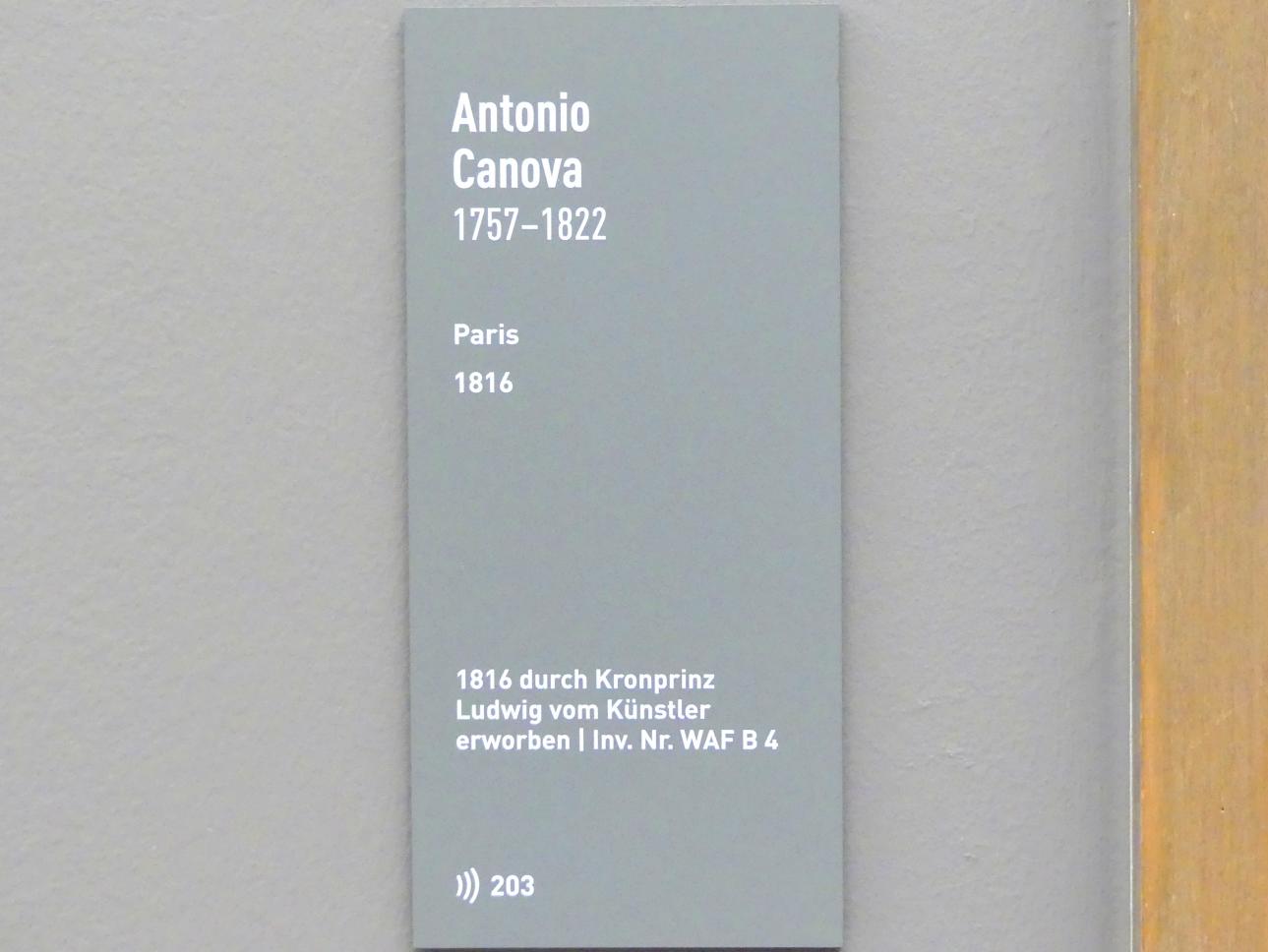 Antonio Canova (1794–1816), Paris, München, Neue Pinakothek in der Alten Pinakothek, Saal II, 1816, Bild 5/5