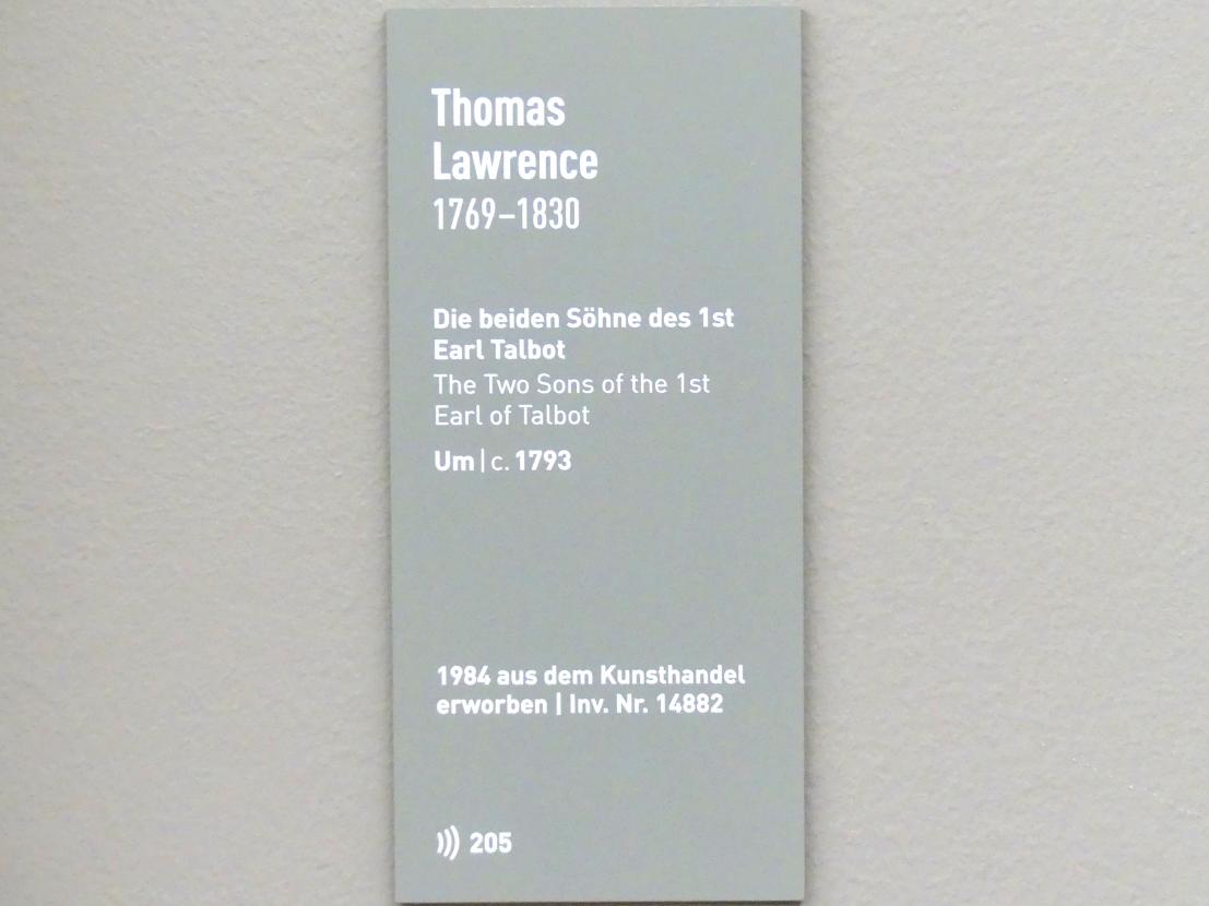Thomas Lawrence (1789–1825), Die beiden Söhne des 1st Earl Talbot, München, Neue Pinakothek in der Alten Pinakothek, Saal II, um 1793, Bild 2/2