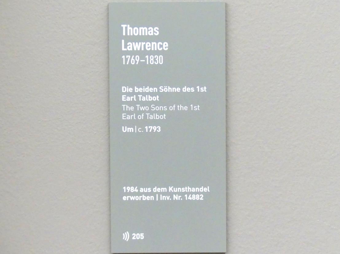 Thomas Lawrence (1789–1825), Die beiden Söhne des 1st Earl Talbot, München, Neue Pinakothek in der Alten Pinakothek, Saal II, um 1793, Bild 2/2