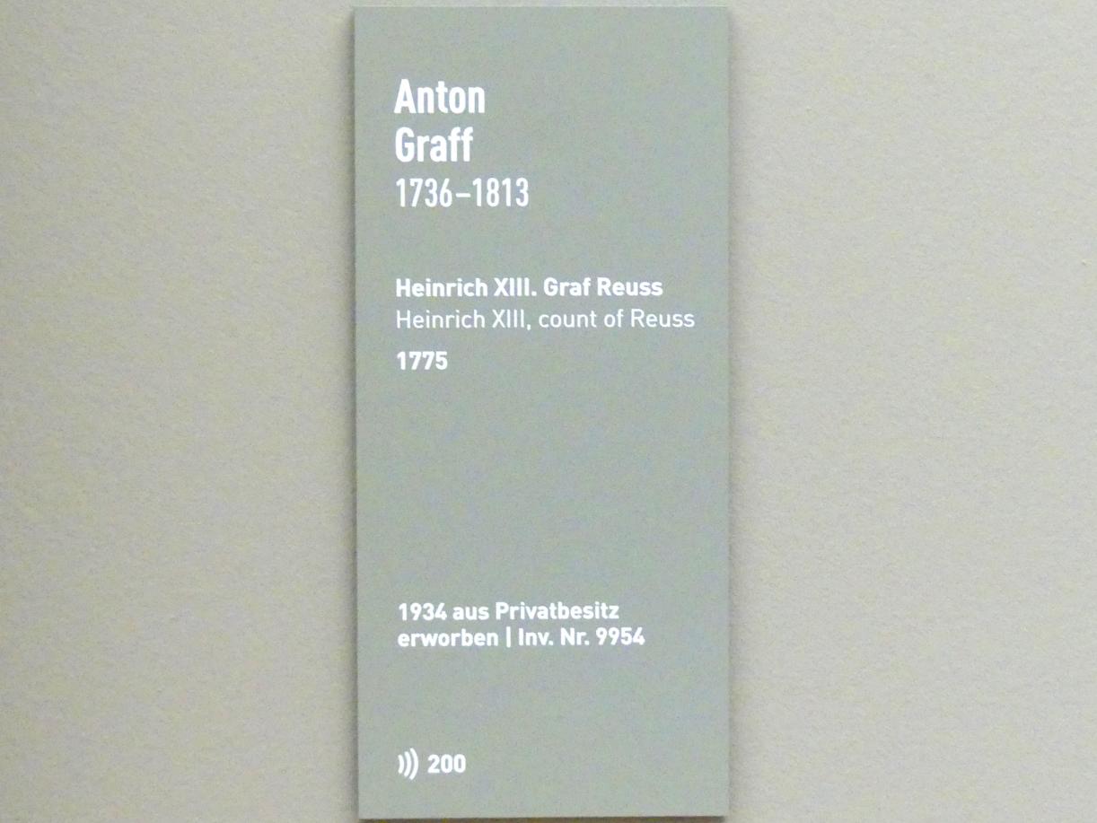 Anton Graff (1761–1807), Heinrich XIII. Graf Reuss, München, Neue Pinakothek in der Alten Pinakothek, Saal IIa, 1775, Bild 2/2