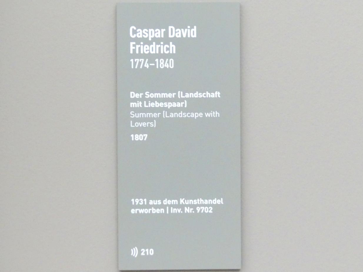 Caspar David Friedrich (1798–1836), Der Sommer (Landschaft mit Liebespaar), München, Neue Pinakothek in der Alten Pinakothek, Saal I, 1807, Bild 2/2