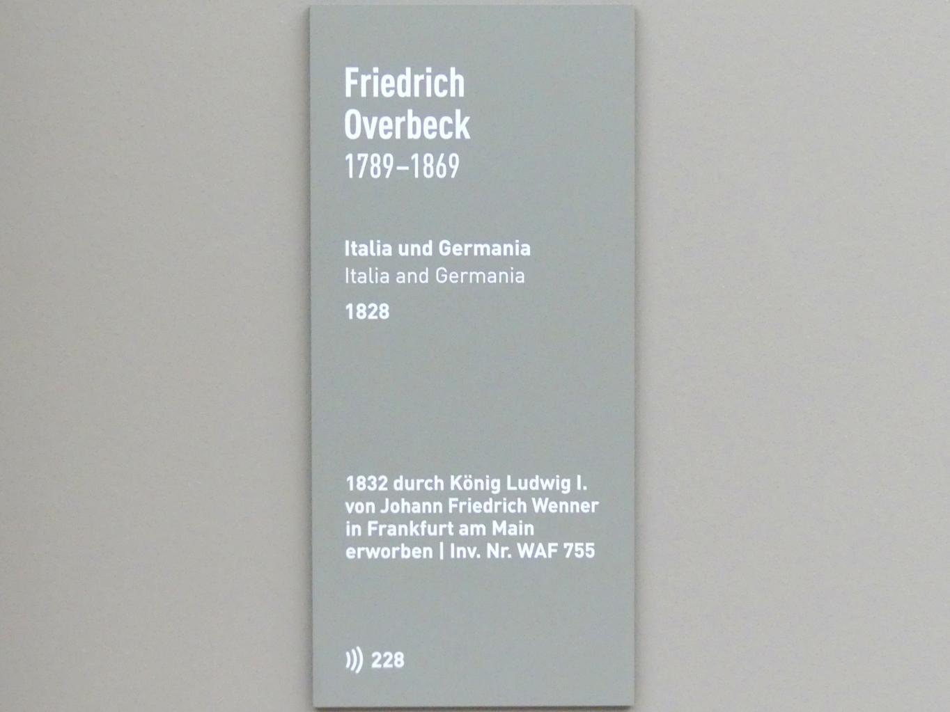 Friedrich Overbeck (1808–1867), Italia und Germania, München, Neue Pinakothek in der Alten Pinakothek, Saal I, 1828, Bild 2/2