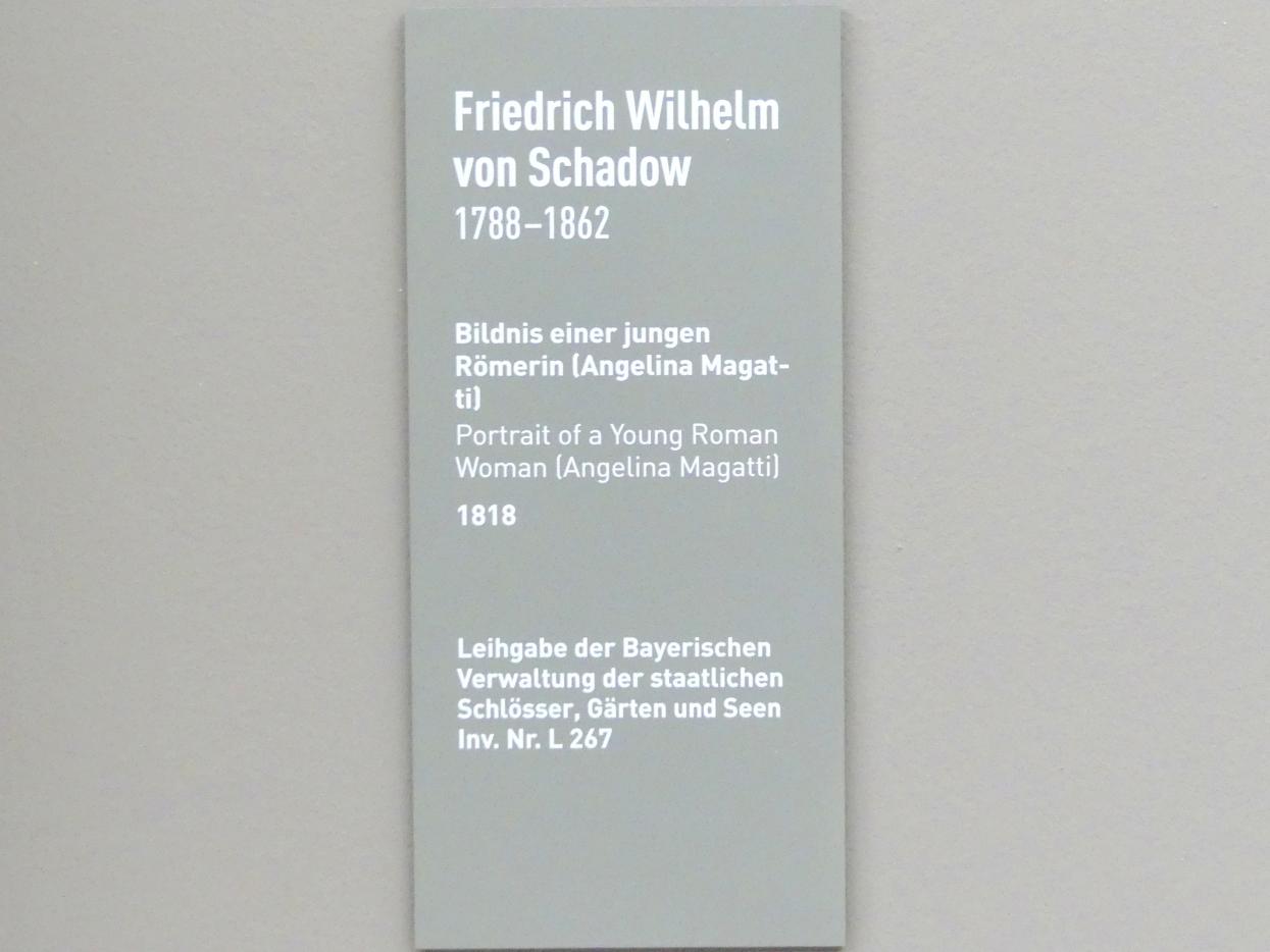 Friedrich Wilhelm von Schadow (1812–1831), Bildnis einer jungen Römerin (Angelina Magatti), München, Neue Pinakothek in der Alten Pinakothek, Saal I, 1818, Bild 2/2