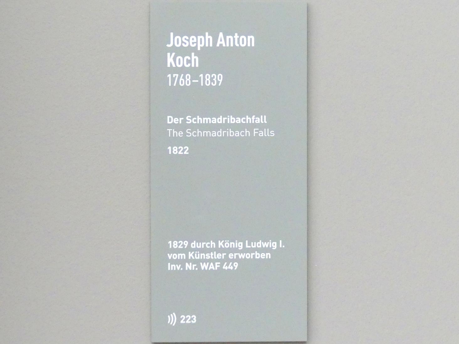 Joseph Anton Koch (1796–1835), Der Schmadribachfall, München, Neue Pinakothek in der Alten Pinakothek, Saal I, 1822, Bild 2/2