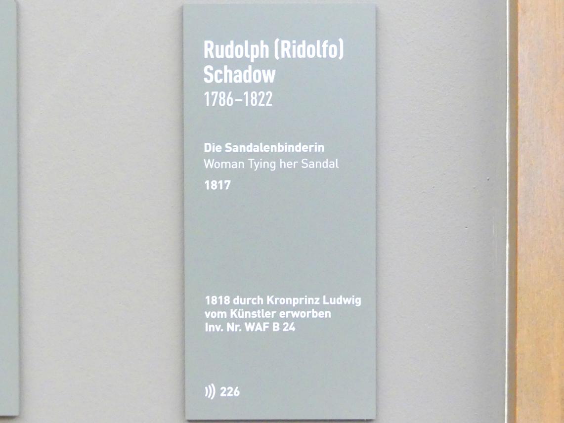 Rudolf (Ridolfo) Schadow (1817–1820), Die Sandalenbinderin, München, Neue Pinakothek in der Alten Pinakothek, Saal I, 1817, Bild 5/5