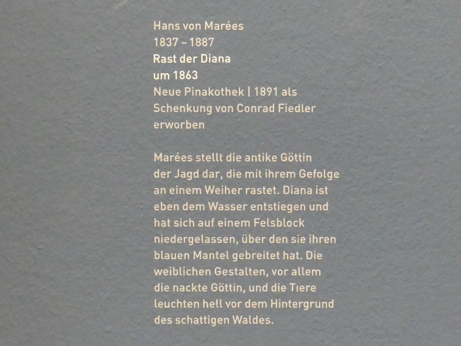 Hans von Marées (1861–1886), Rast der Diana, München, Neue Pinakothek in der Sammlung Schack, Saal 16, um 1863, Bild 2/2