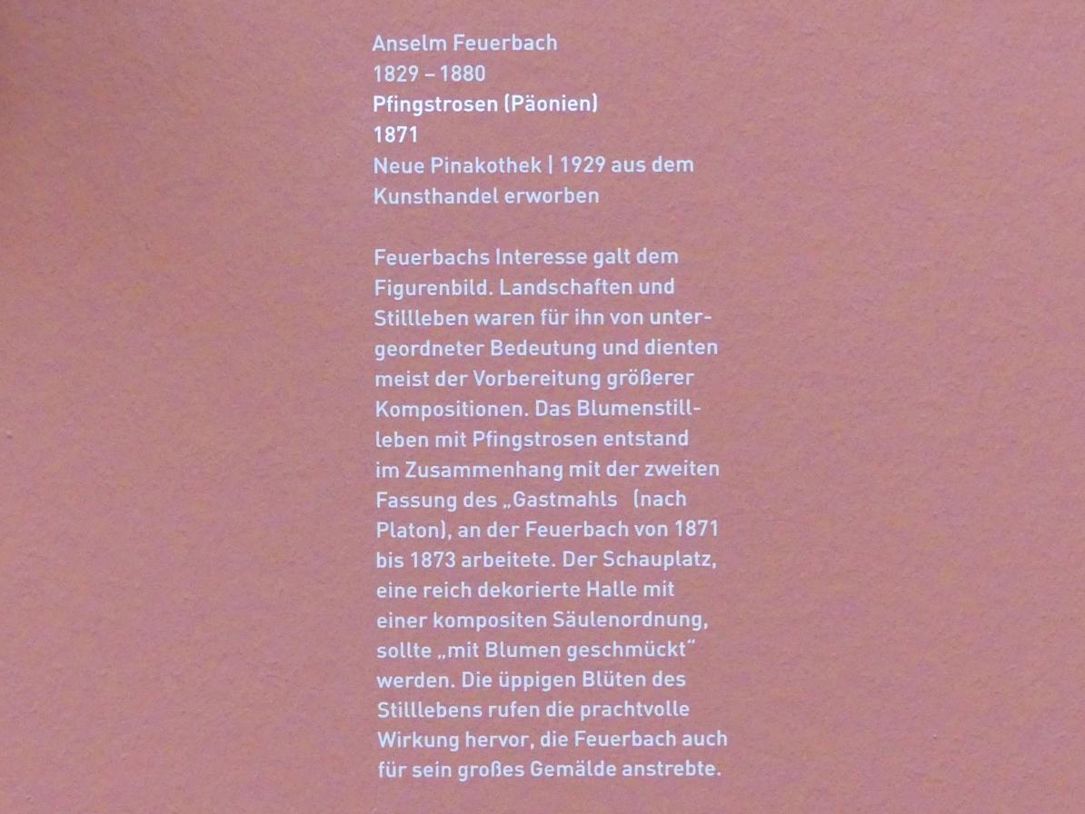 Anselm Feuerbach (1846–1878), Pfingstrosen (Päonien), München, Neue Pinakothek in der Sammlung Schack, Saal 15, 1871, Bild 2/2