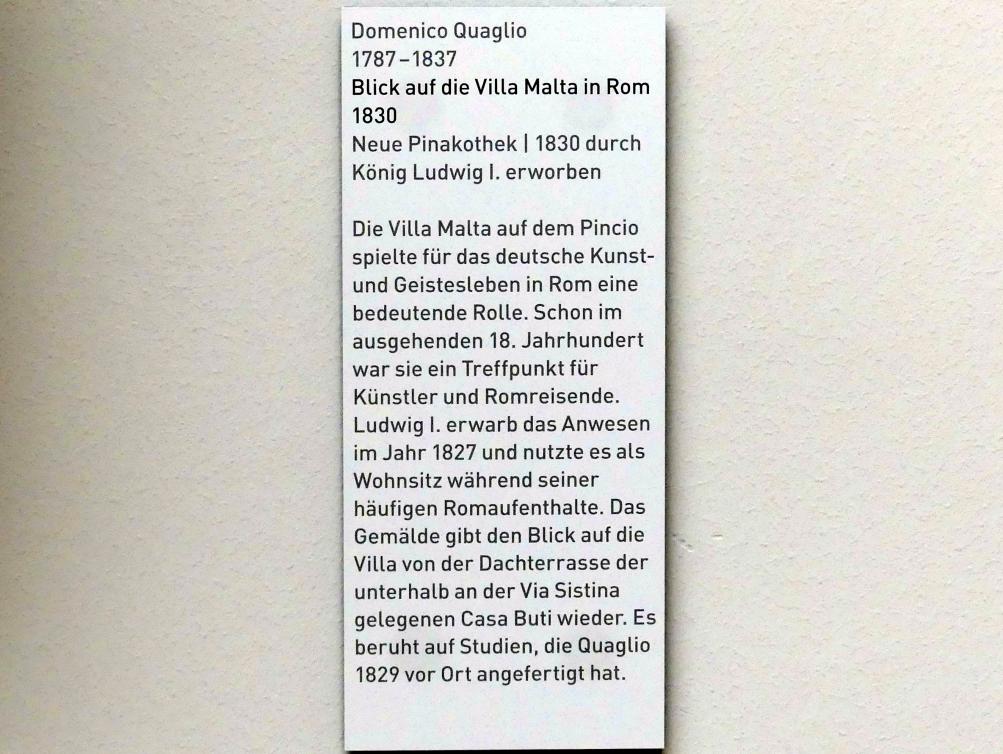 Domenico Quaglio (1819–1831), Blick auf die Villa Malta in Rom, München, Neue Pinakothek in der Sammlung Schack, Saal 19, 1830, Bild 2/2